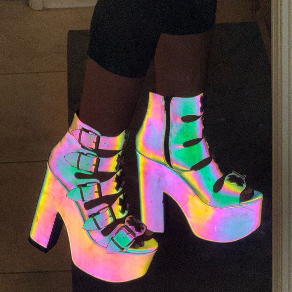 Dolls Kill Iridescent Platform Heels Size 7 *DISCONTINUED*